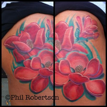 Phil Robertson - Magnolia flower color tattoo